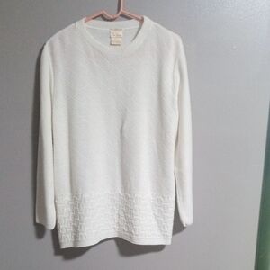 Bobbie Brooks Women's White Crew Neck Sweater Size Large